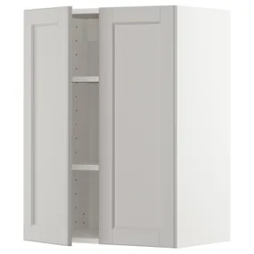 IKEA METOD МЕТОД, навісна шафа з полицями / 2 дверцят, білий / світло-сірий Lerhyttan, 60x80 см 794.597.07 фото