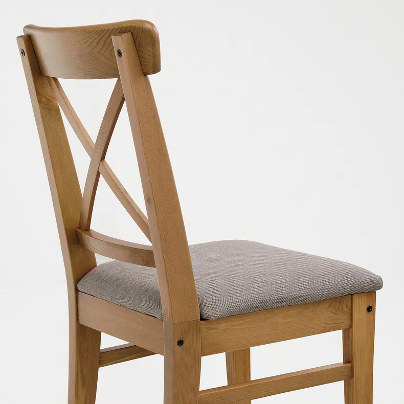 IKEA INGOLF ИНГОЛЬФ, стул, морилка патина / нолхага серо-бежевый 804.730.76 фото №6
