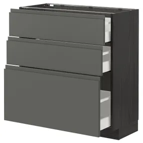 IKEA METOD МЕТОД / MAXIMERA МАКСИМЕРА, напольный шкаф с 3 ящиками, черный / Воксторп темно-серый, 80x37 см 893.110.89 фото