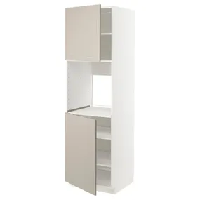 IKEA METOD МЕТОД, висока шафа для дух, 2 дверцят / пол, білий / стенсундський бежевий, 60x60x200 см 494.640.98 фото