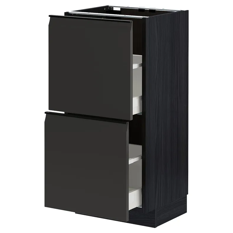 IKEA METOD МЕТОД / MAXIMERA МАКСИМЕРА, напольный шкаф с 2 ящиками, черный / матовый антрацит, 40x37 см 394.952.55 фото №1