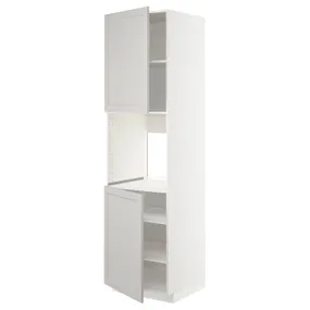IKEA METOD МЕТОД, высок шкаф д / духовки / 2дверцы / полки, белый / светло-серый, 60x60x220 см 394.685.63 фото