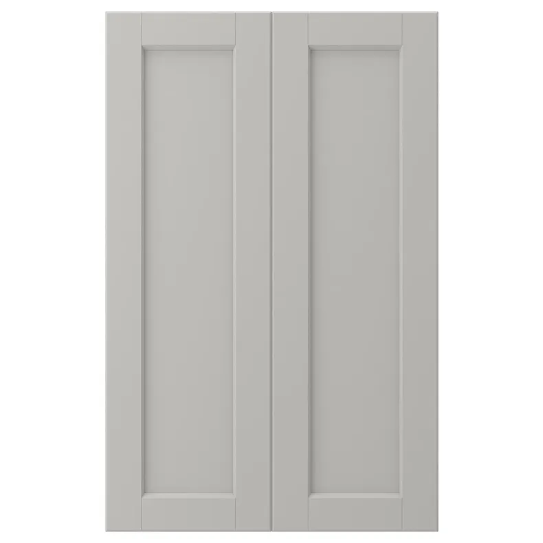 IKEA LERHYTTAN ЛЕРХЮТТАН, 2 дверцят для кутової підлог шафи, світло-сірий, 25x80 см 004.614.97 фото №1