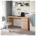 IKEA MALM МАЛЬМ, письмовий стіл, шпон з мореного дуба білого кольору, 140x65 см 203.598.23 фото thumb №2
