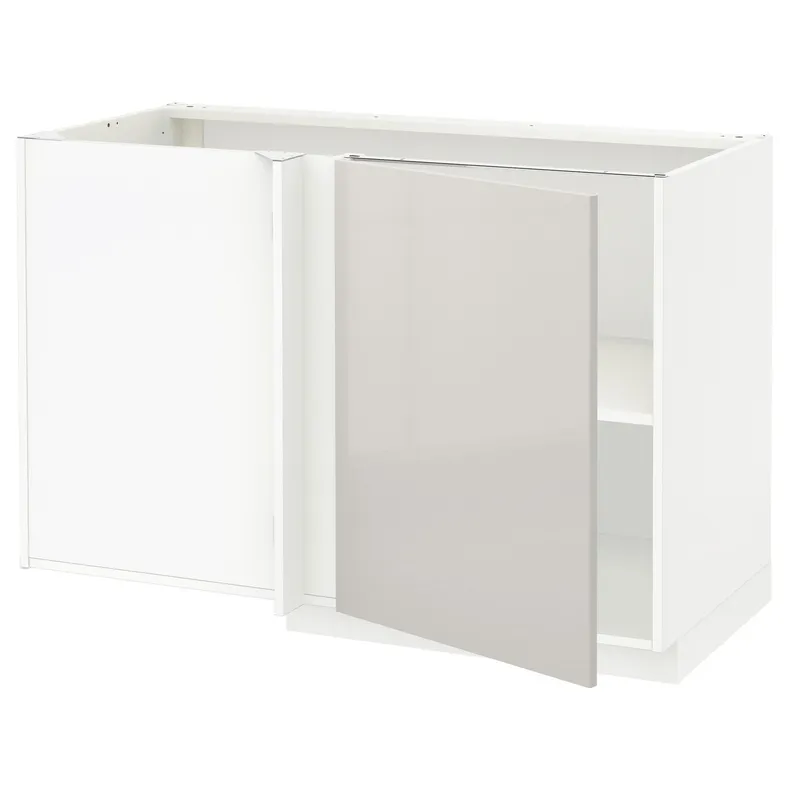 IKEA METOD МЕТОД, угловой напольный шкаф с полкой, белый / светло-серый, 128x68 см 994.691.78 фото №1