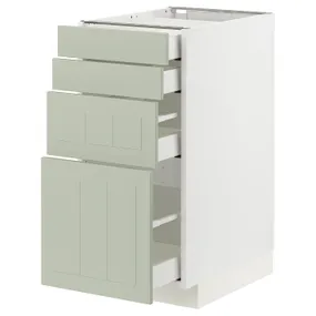 IKEA METOD МЕТОД / MAXIMERA МАКСІМЕРА, підлогов шафа / 4 фронт панелі / 4 шухл, білий / Стенсунд світло-зелений, 40x60 см 994.871.96 фото