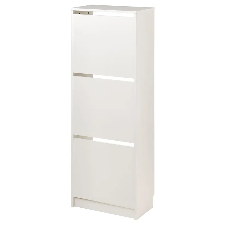 IKEA BISSA БІССА, шафа для взуття з 3 відділеннями, білий, 49x28x135 см 105.302.59 фото №1