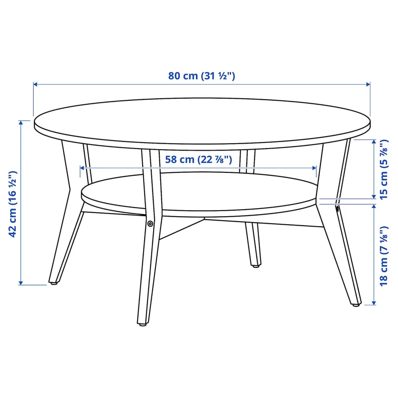 IKEA JAKOBSFORS ЯКОБСФОРС, журнальний столик, дубовий шпон, 80 см 905.001.21 фото №5