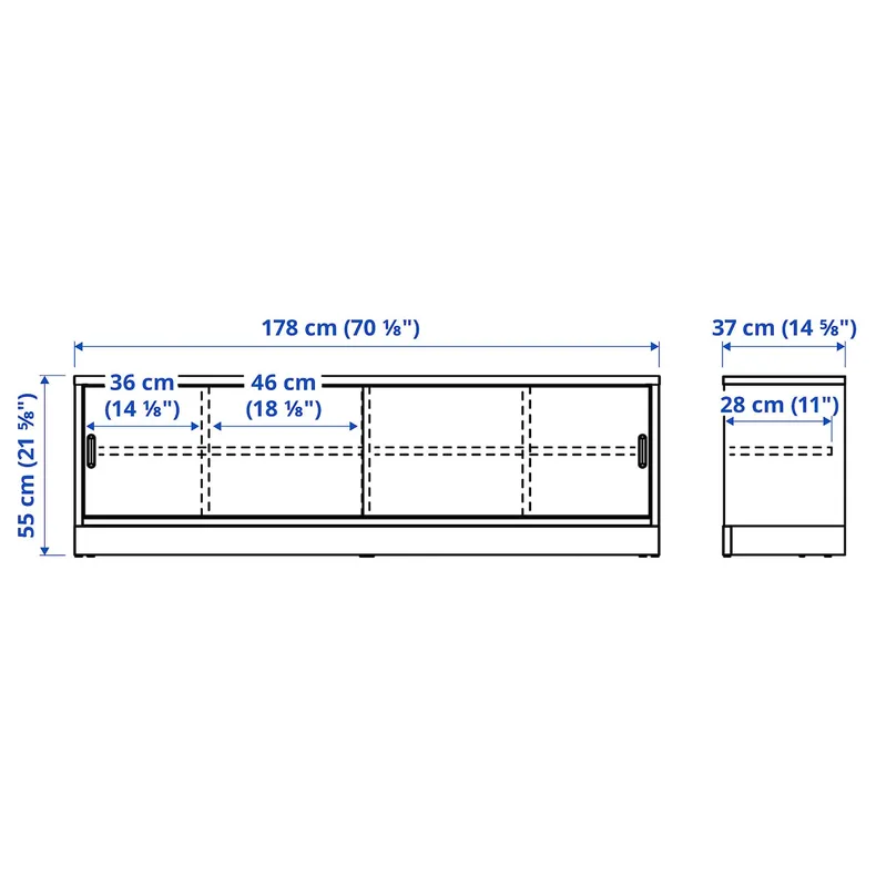 IKEA TONSTAD ТОНСТАД, тумба под ТВ, дуб, 178x37x55 см 004.893.02 фото №3