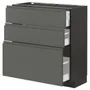 IKEA METOD МЕТОД / MAXIMERA МАКСИМЕРА, напольный шкаф с 3 ящиками, черный / Воксторп темно-серый, 80x37 см 893.110.89 фото