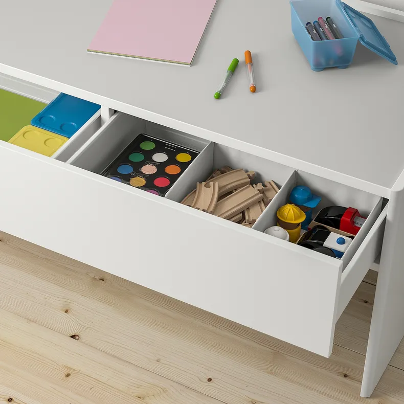 IKEA DUNDRA ДУНДРА, стіл з відділенням для зберігання, білий / сірий 304.724.99 фото №3