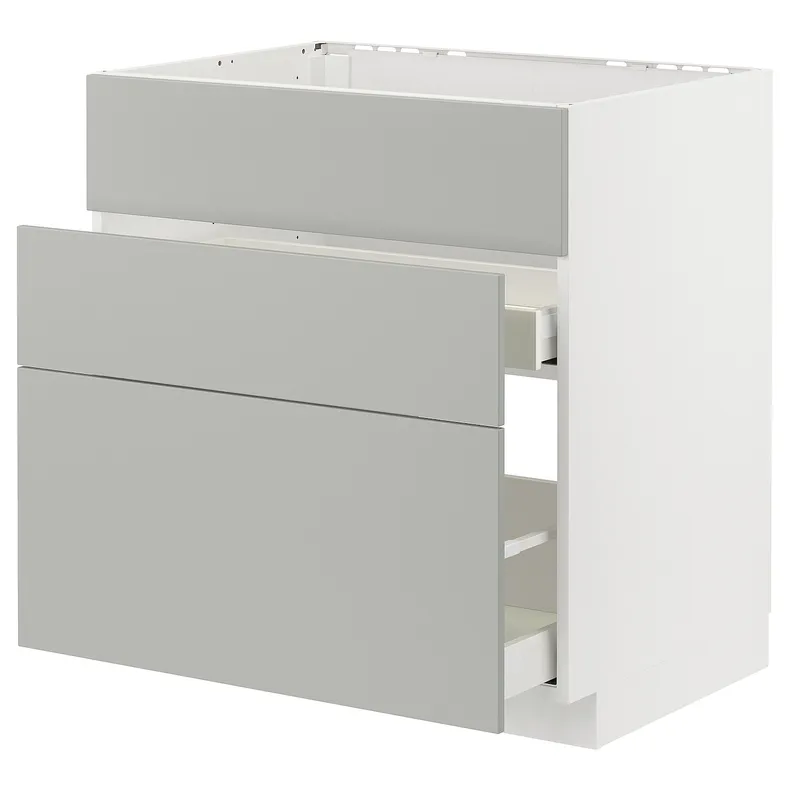 IKEA METOD МЕТОД / MAXIMERA МАКСИМЕРА, шкаф под мойку+3фасада / 2ящика, белый / светло-серый, 80x60 см 395.385.23 фото №1