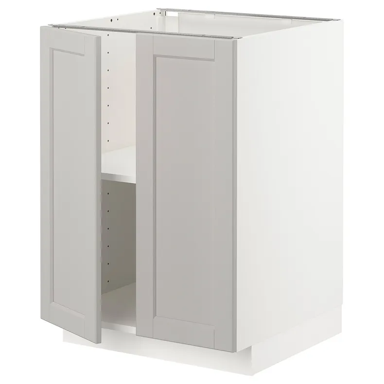 IKEA METOD МЕТОД, підлогова шафа з полицями / 2 дверцят, білий / світло-сірий Lerhyttan, 60x60 см 394.621.51 фото №1