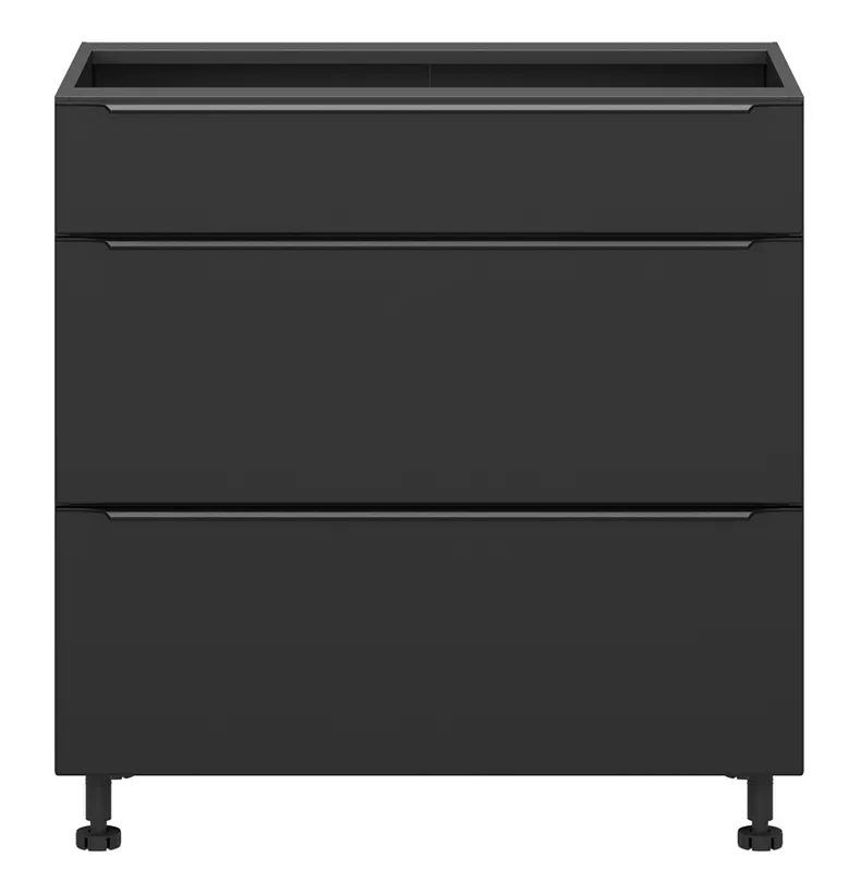 BRW Кухонный шкаф Sole L6 80 см с ящиками soft-close черный матовый, черный/черный матовый FM_D2S_80/82_2STB/B-CA/CAM фото №1