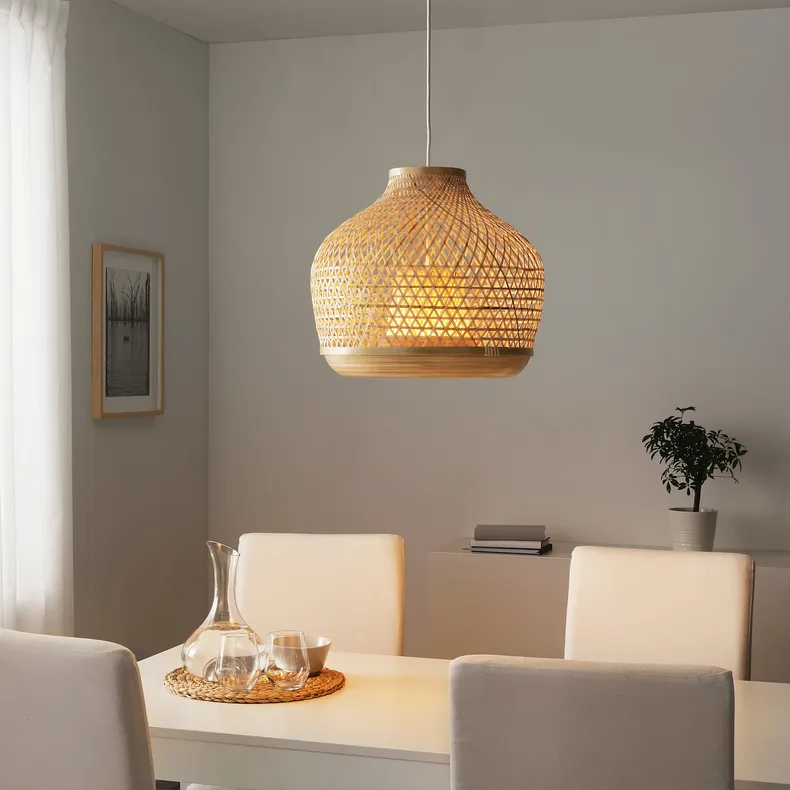 IKEA MISTERHULT МИСТЕРГУЛЬТ, подвесной светильник, бамбук / ручная работа, 45 см 904.410.18 фото №3