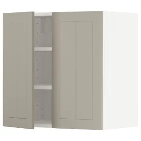 IKEA METOD МЕТОД, навісна шафа з полицями / 2 дверцят, білий / стенсундський бежевий, 60x60 см 094.685.88 фото