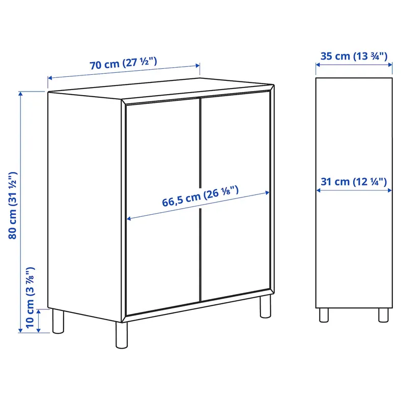 IKEA EKET ЭКЕТ, комбинация шкафов с ножками, темно-серый / дерево, 70x35x80 см 393.880.00 фото №6