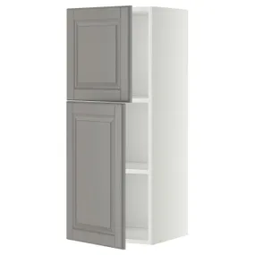 IKEA METOD МЕТОД, навісна шафа з полицями / 2 дверцят, білий / сірий Бодбін, 40x100 см 294.582.39 фото