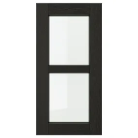 IKEA LERHYTTAN ЛЕРХЮТТАН, скляні дверцята, чорна морилка, 30x60 см 603.560.78 фото