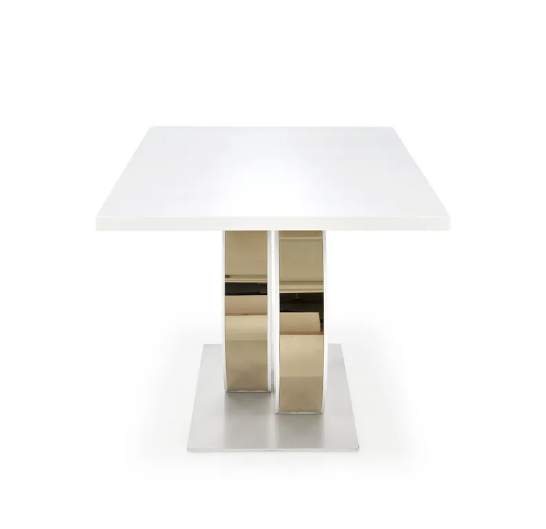 Раскладной обеденный стол HALMAR GALARDO 160-200x90 см, белый/золотой фото №17