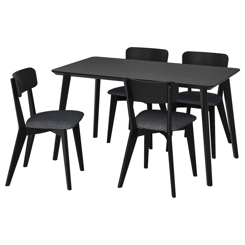 IKEA LISABO ЛІСАБО / LISABO ЛІСАБО, стіл+4 стільці, чорний / Tallmyra чорний / сірий, 140x78 см 095.549.15 фото №1