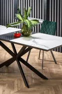 Кухонний стіл розкладний HALMAR DIESEL 160-200x90 см, стільниця - білий мармур / темно-сірий, ніжки - чорні фото thumb №8