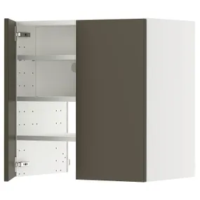 IKEA METOD МЕТОД, настінн шаф д/витяжки з полиц/дверц, білий/хавсторп коричневий/бежевий, 60x60 см 395.587.66 фото
