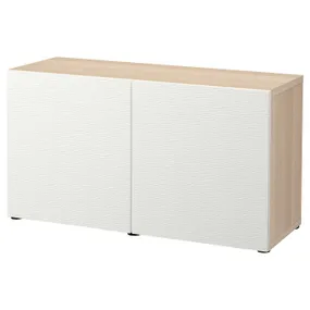 IKEA BESTÅ БЕСТО, комбинация для хранения с дверцами, Дуб беленый / Лаксвикен белый, 120x42x65 см 193.245.56 фото
