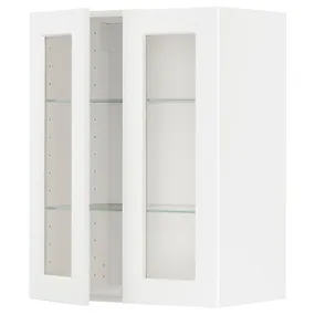 IKEA METOD МЕТОД, настінна шафа, полиці / 2 склх дверц, білий Енкопінг / білий імітація дерева, 60x80 см 194.734.76 фото
