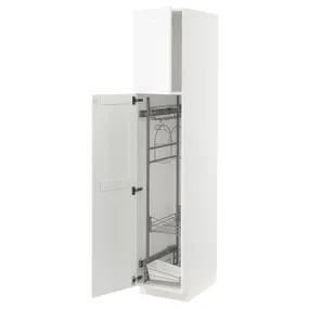 IKEA METOD МЕТОД, висока шафа із приладд д / прибирання, білий Енкопінг / білий імітація дерева, 40x60x200 см 294.735.22 фото