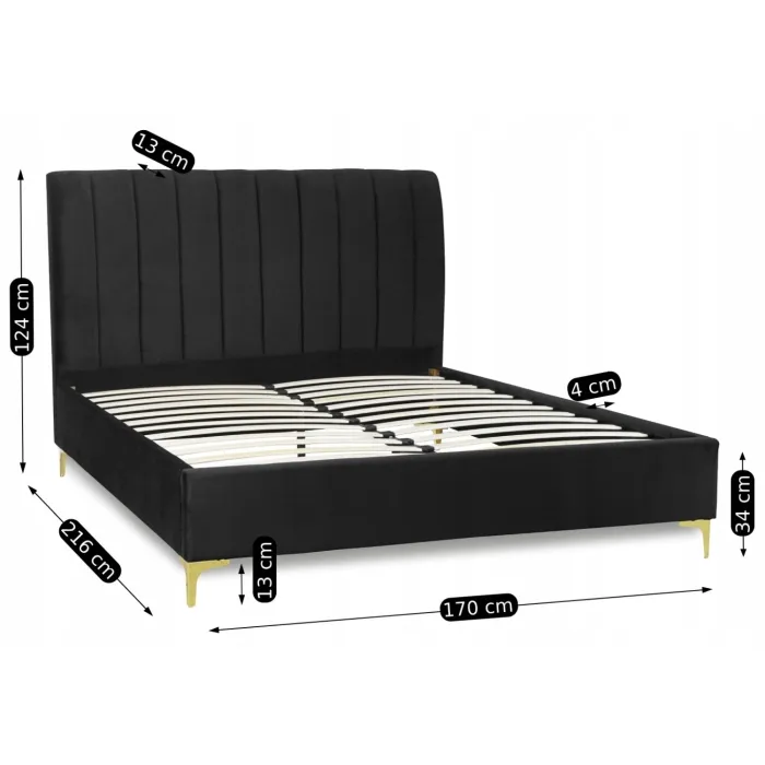 Ліжко двоспальне оксамитове MEBEL ELITE MARCELO Velvet, 160x200 см, чорний фото №12