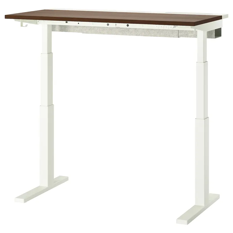 IKEA MITTZON МІТТЗОН, стіл регульований, електричний горіх / білий, 120x60 см 395.274.16 фото №1