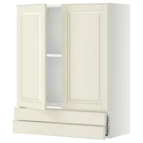 IKEA METOD МЕТОД / MAXIMERA МАКСІМЕРА, навісна шафа, 2 дверцят / 2 шухляди, білий / БУДБІН кремово-білий, 80x100 см 394.587.38 фото