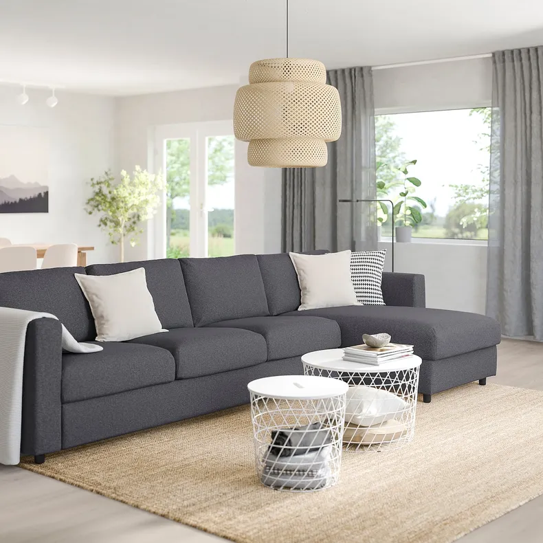 IKEA VIMLE ВИМЛЕ, 4-местный диван с козеткой, Окрашенный в средне-серый цвет 193.994.86 фото №2