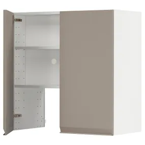 IKEA METOD МЕТОД, навесной шкаф д / вытяжки / полка / дверь, белый / матовый темно-бежевый, 80x80 см 695.043.57 фото
