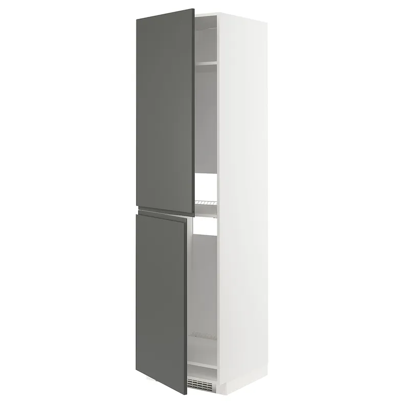 IKEA METOD МЕТОД, висока шафа для холодильнка / морозил, білий / Voxtorp темно-сірий, 60x60x220 см 193.105.02 фото №1
