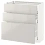 IKEA METOD МЕТОД / MAXIMERA МАКСИМЕРА, напольный шкаф с 3 ящиками, белый / светло-серый, 80x37 см 791.426.00 фото
