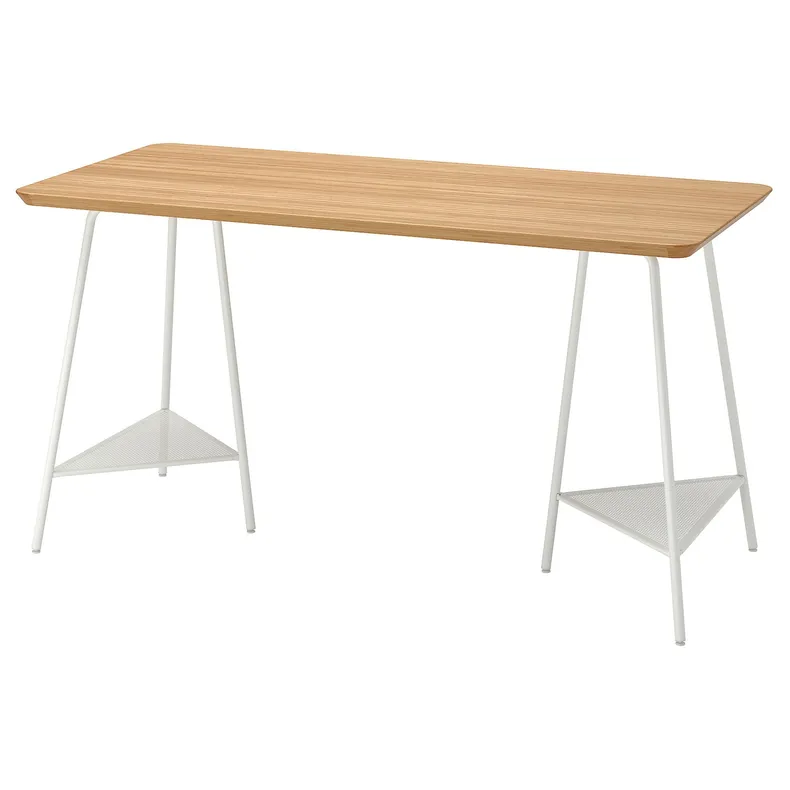 IKEA ANFALLARE АНФАЛЛАРЕ / TILLSLAG ТИЛЛЬСЛАГ, письменный стол, бамбук / белый, 140x65 см 194.177.39 фото №1
