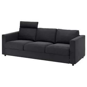 IKEA VIMLE ВІМЛЕ, 3-місний диван, з підголовником/Халларований антрацит 194.342.77 фото