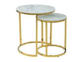 BRW Kamza, Комплект из двух столов, белый/золотой WHITE фото