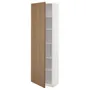 IKEA METOD МЕТОД, высокий шкаф с полками, белый / Имитация коричневого ореха, 60x37x200 см 495.199.01 фото