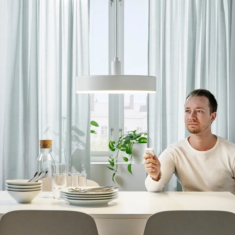 IKEA NYMÅNE НЮМОНЕ, LED підвісний світильник, бездротовий тонований білий спектр/білий, 38 см 404.884.47 фото №5