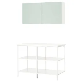 IKEA ENHET ЕНХЕТ, шафа, білий/блідо-сіро-зелений, 123x63.5x207 см 595.481.11 фото