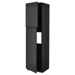 IKEA METOD МЕТОД, высокий шкаф д / холодильника / 2дверцы, черный / матовый антрацит, 60x60x220 см 094.956.57 фото