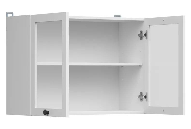 BRW Двухдверный верхний кухонный шкаф Junona Line 80 см с дисплеем белый, белый G2W/80/57-BI/BI фото №3