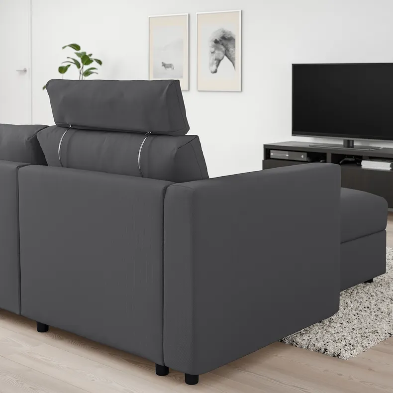 IKEA VIMLE ВІМЛЕ, 3-місний диван із кушеткою, з узголів'ям/ХАЛЛАРП сірий 893.991.24 фото №3