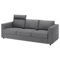 IKEA VIMLE ВИМЛЕ, 3-местный диван, с подголовником/Лейде серо-черный 194.343.95 фото thumb №1