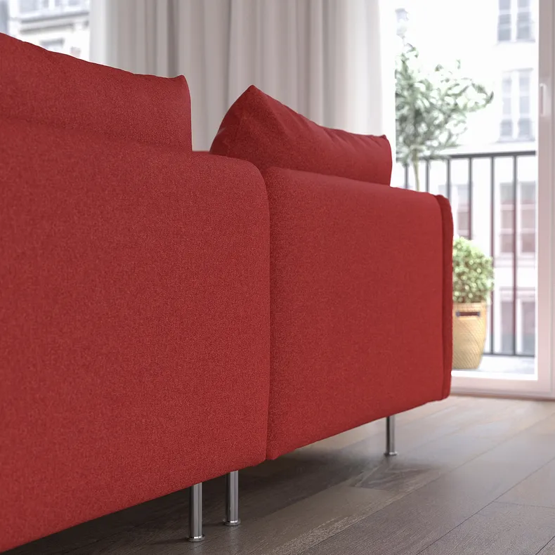 IKEA SÖDERHAMN СЕДЕРХАМН, 4-місний диван із кушеткою, Тонеруд червоний 995.146.42 фото №4