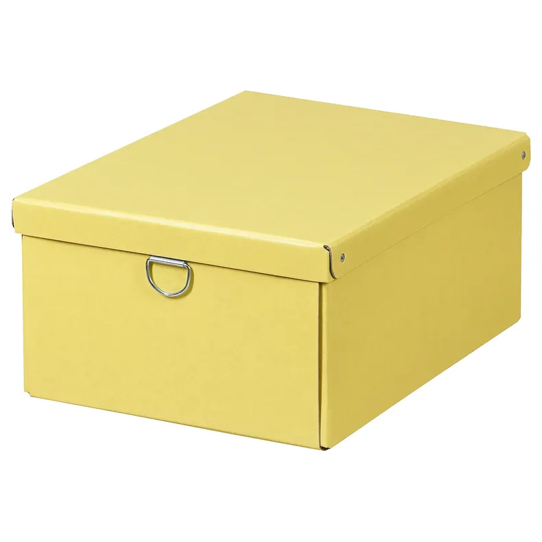 IKEA NIMM НІММ, коробка для зберігання з кришкою, жовтий, 25x35x15 см 205.959.43 фото №1