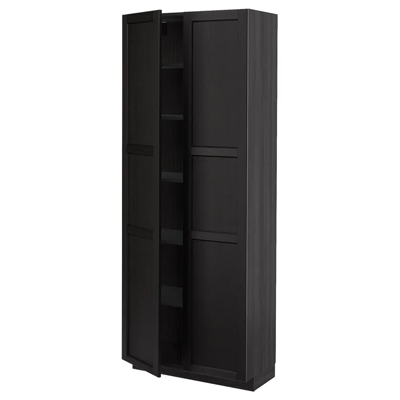 IKEA METOD МЕТОД, висока шафа із полицями, чорний / Лерхіттан, пофарбований у чорний колір, 80x37x200 см 094.648.87 фото №1